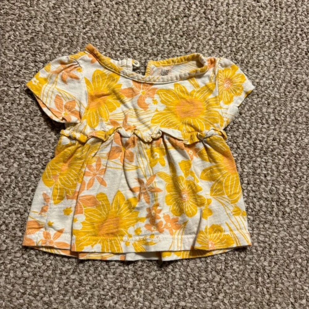 Just One You Baby Girl Top Yellow Floral Short Sleeve 12 Months